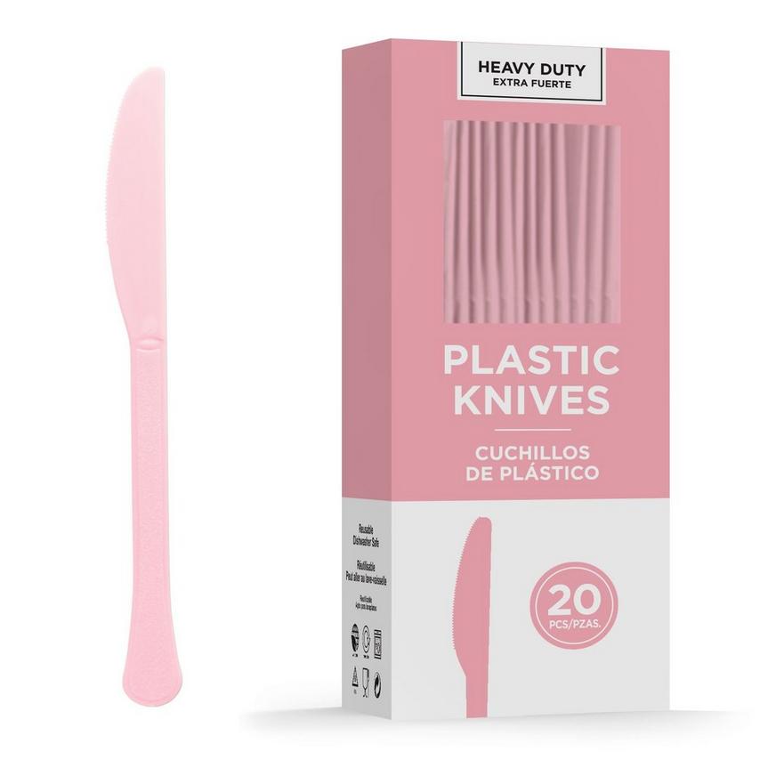 Pink Heavy-Duty Plastic Knives, 20ct